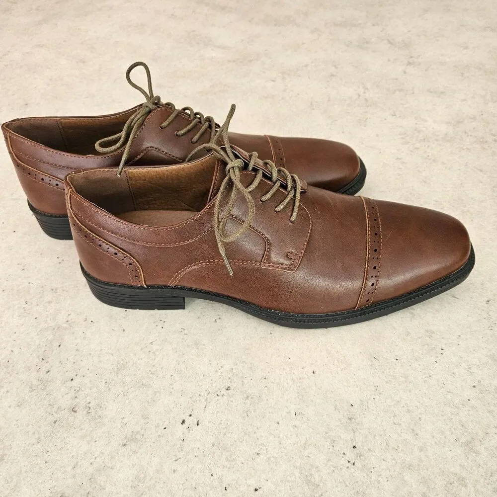 EUC Tahari Terrance Brown Cap Toe Derby/Oxford Shoes Men Sz 11 Preppy Classic